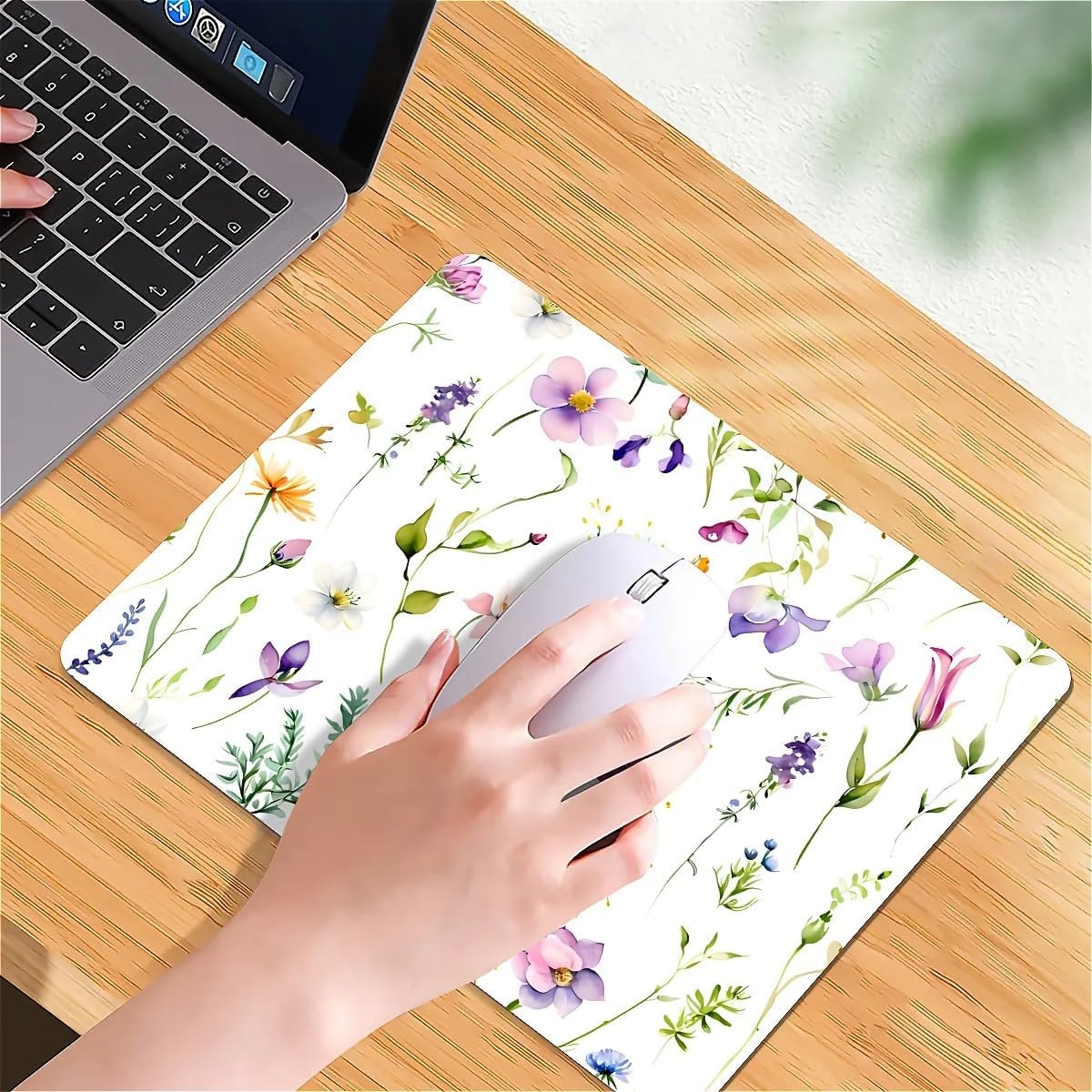 Square Mouse Pad Beautiful Flowers Plants 5, Personalized Premium-Textured Custom Mouse Mat Design, Washable Mousepad Cloth, Non-Slip Rubber Base Computer Mouse Pads for Wireless Mouse