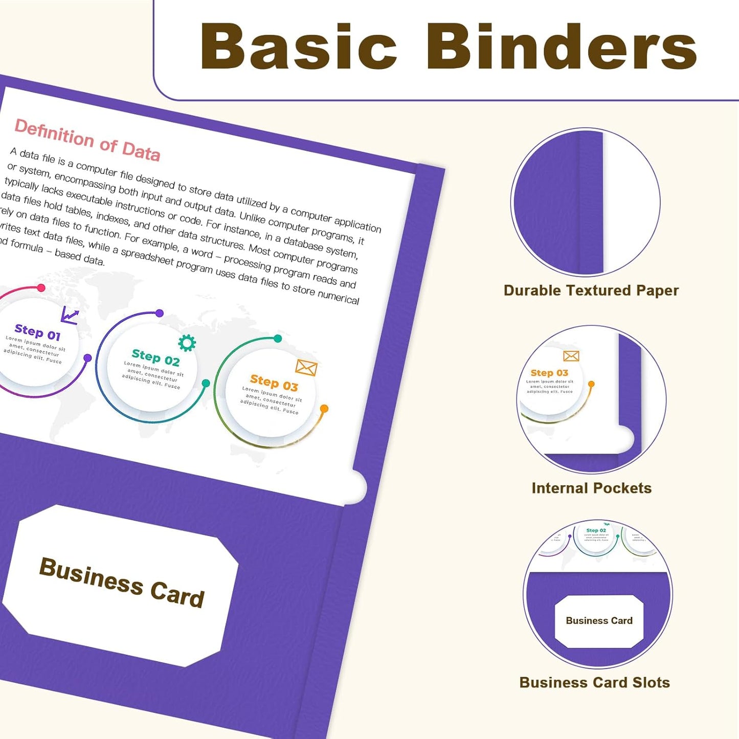 Folders with Pockets, LAYZZ 60 Pack Paper Pocket Folders, 2 Pocket File folders Fits Letter Size Paper, for School Office and Home (Purple)