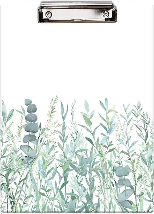 Britimes Clipboard Decorative Office School Hardboard Wood Nursing Clip Board and Pull for Standard A4 Letter Size Summer Mint Green Plant Tree 12.6" X 8.9"