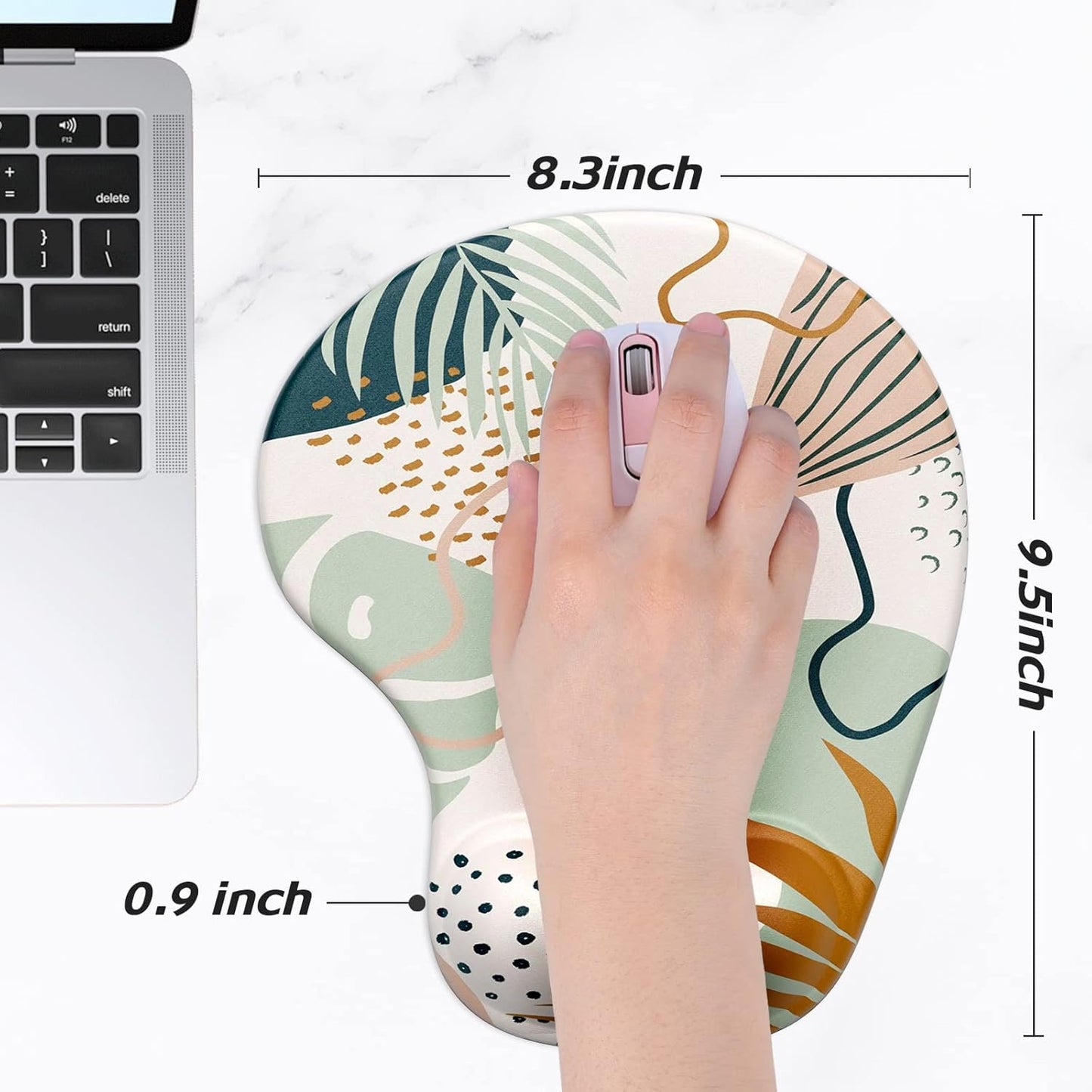 Hsurbtra Ergonomic Mouse Pad with Wrist Rest Support, Gel Mouse Pads with Non-Slip PU Base, Pain Relief Memory Foam Computer Mat, Cute Office Supplies Desk Decro Accessories, Spot
