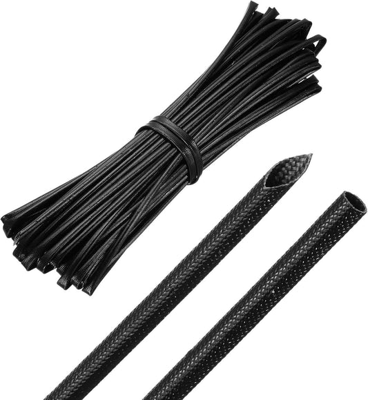 MECCANIXITY 49ft Braided Cable Sleeve, 3/32" ID 200C High Temperature 1500V Fiberglass Wire Insulation Cord Protector Organizer Wires Management for Motor Engine Fuel Line, Black