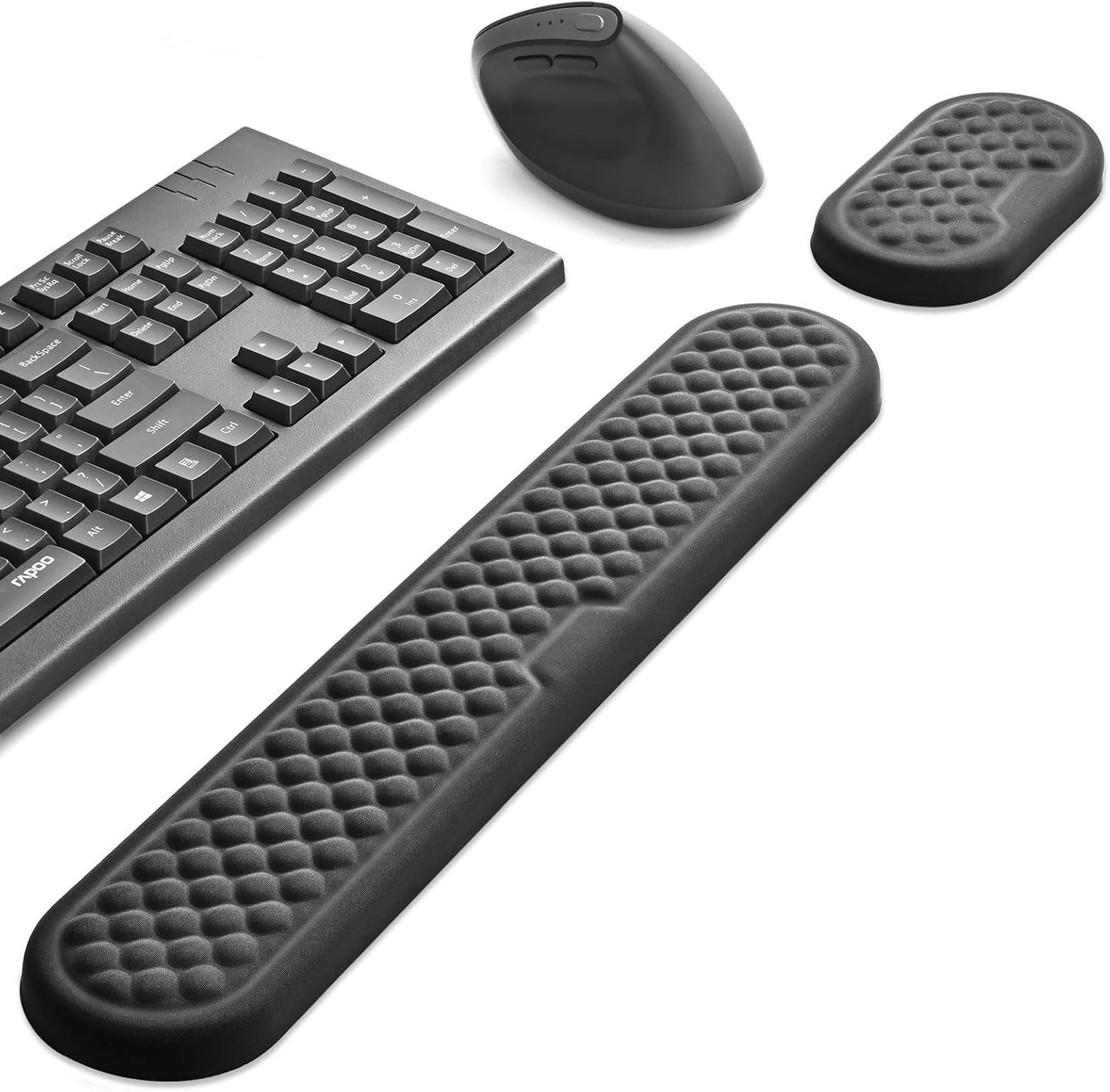 Wrist Rest for Keyboard and Mouse,Computer Ergonomic Keyboard & Mouse Wrist Rest Set,Memory Foam Wrist Pad Support Cushion for Gaming & Typing (Black)
