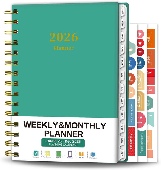 Ymumuda Academic Planner 2026, Daily Weekly and Monthly Calendar Planner (Jan. 2026-Dec. 2026),8.4"×6.3", Hardcover Notebook Teacher Supplies, Premium Thick Paper, Planners for School Work Office