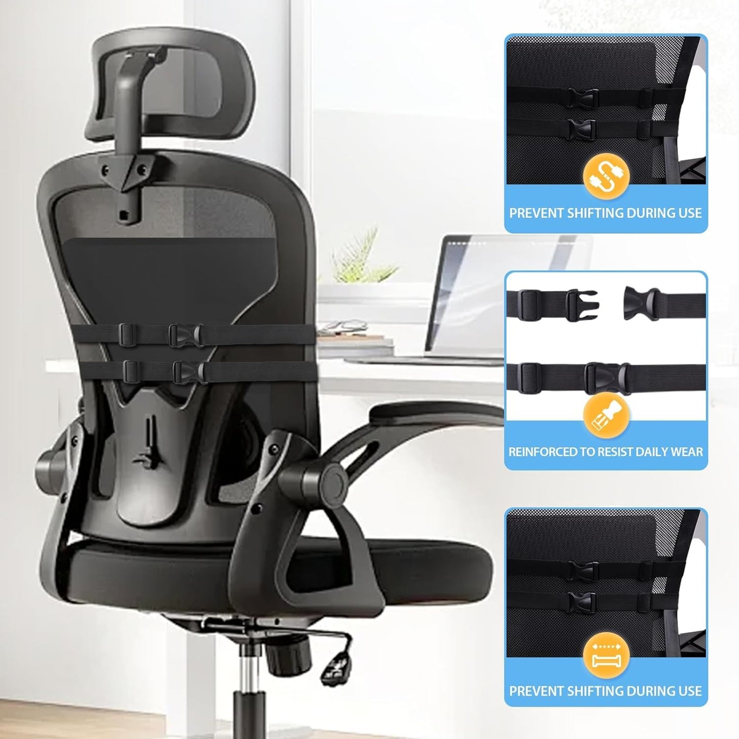 Large Lumbar Support Pillow for Office Chair, Car Seats and Home Desks, Ergonomic Back Support with Double Adjustable Straps, Machine Washable Cover, Grey