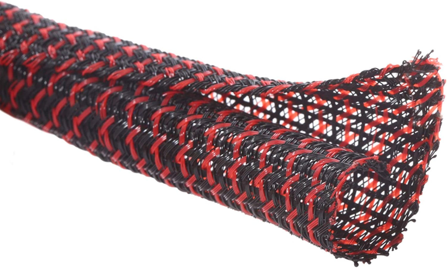 Alex Tech 10ft - 1/4 inch Cord Protector Wire Loom Tubing Cable Sleeve Split Sleeving For USB Cable Power Cord Audio Video Cable – Protect Cat From Chewing Cords - Blackred