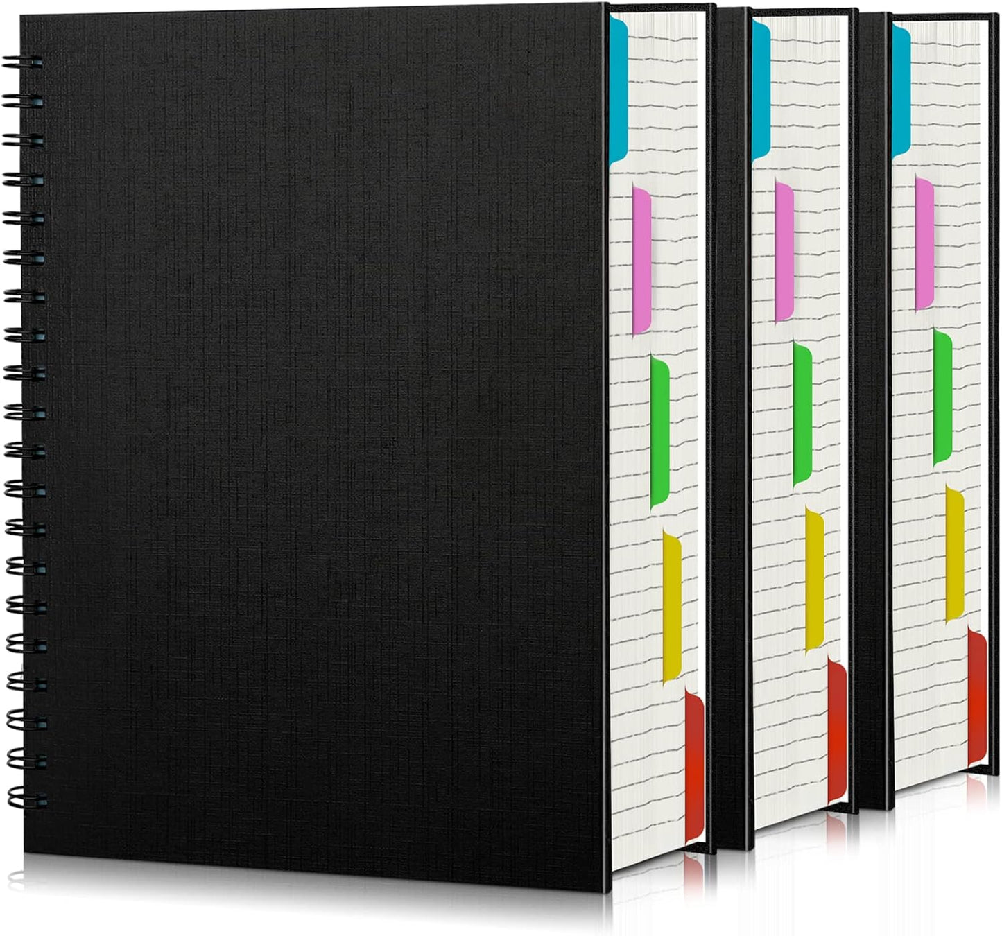 EUSOAR Spiral Notebook College Ruled, 3pcs B5 7.3"x10.2" Hardcover, 5 Subject with Dividers, Thick 100GSM Lined Paper, 120Sheets/ 240Pages, Notebooks Set for Writing, Sketching and Note Taking