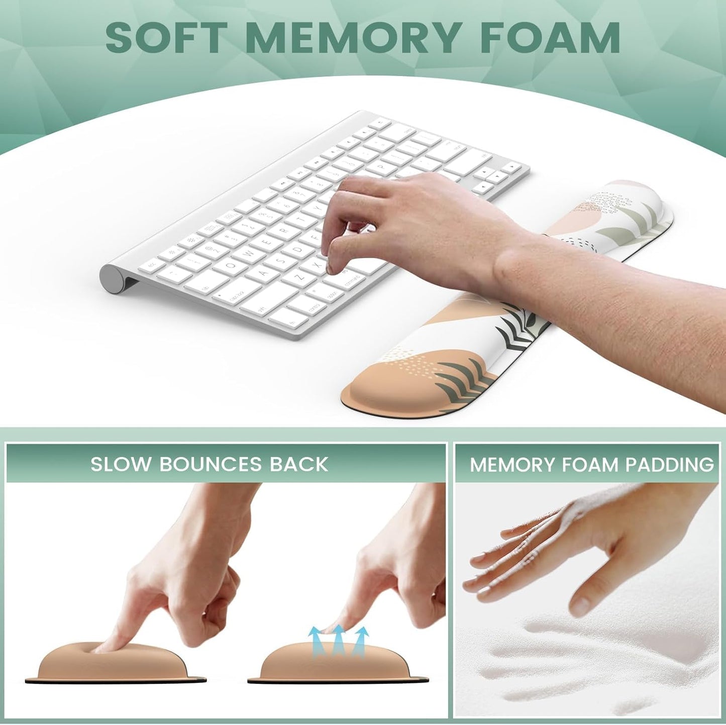 iLeadon Mouse Pad with Wrist Rest Set, Keyboard Wrist Rest + Ergonomic Mouse Pad + Coasters, Easy Typing & Pain Relief Mousepad, Mouse Pad Wrist Support for Computer Home Office, Tropical Leaves