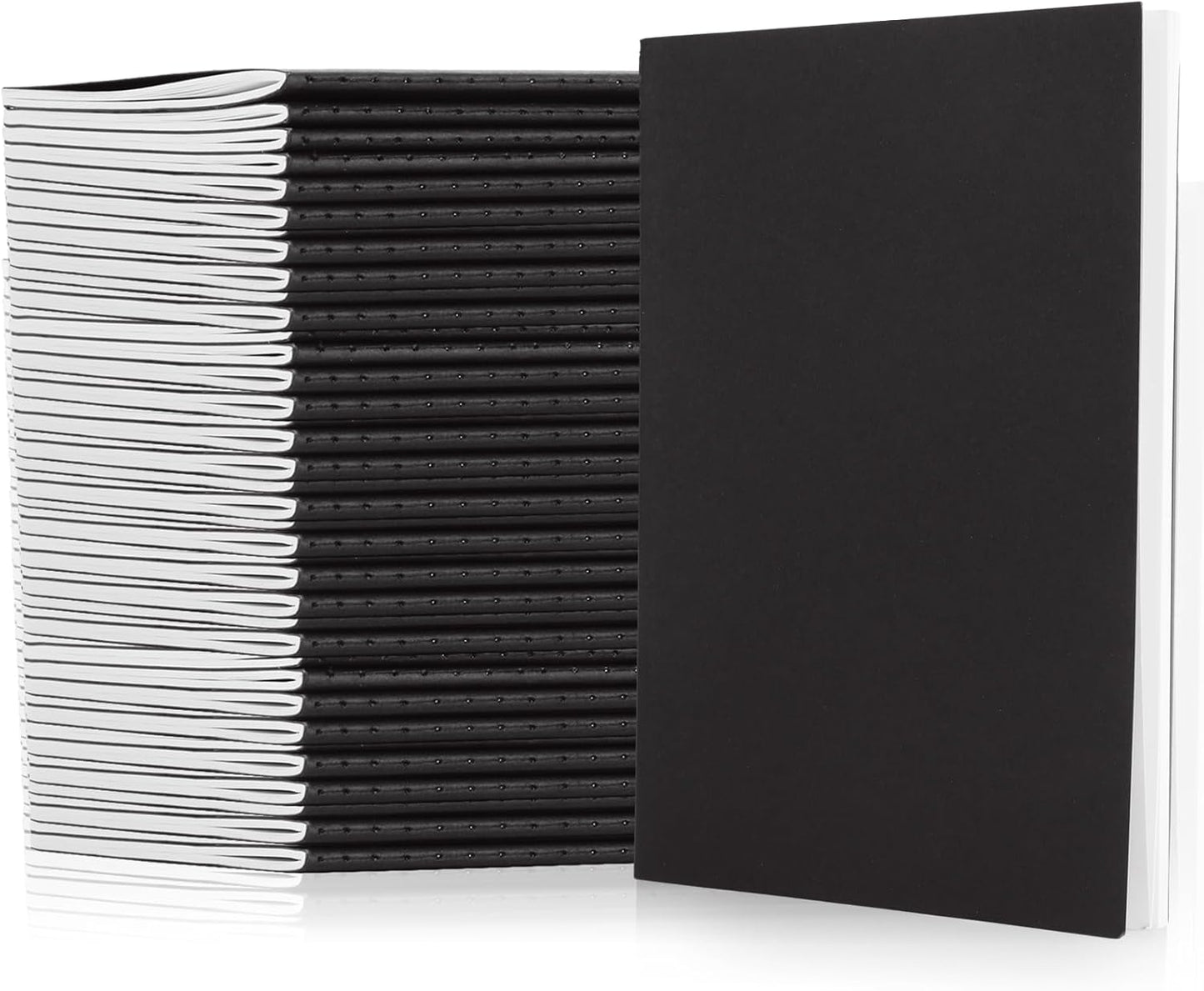 MIVIDE 50 Pack A5 Kraft Notebooks, Black Cover Journal Bulk Pack 8.3 x 5.5 inch Notebooks 60 Pages, Lined Travel Notebooks for Writing, Making Plans, School Office Supplies