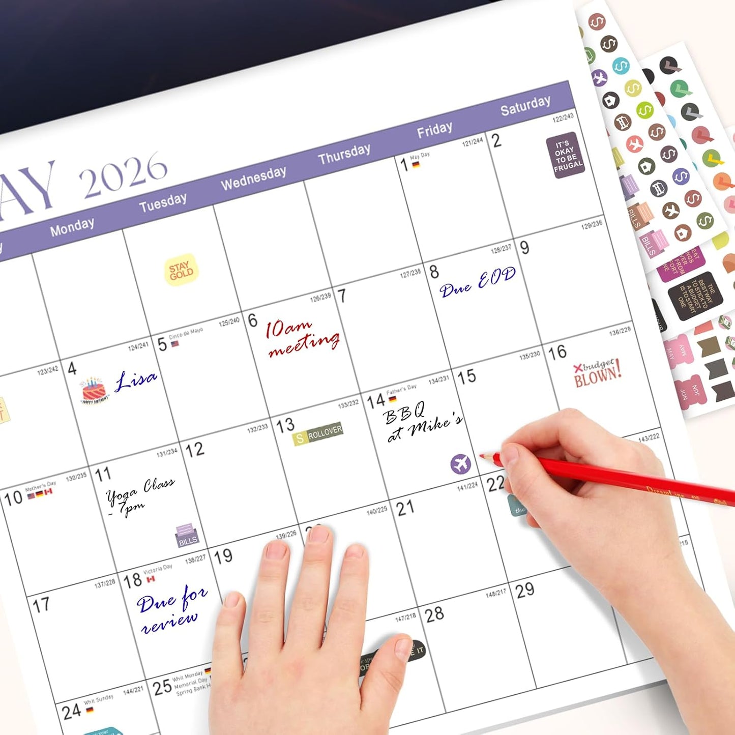 2026 Calendar, 2026 Wall Calendar, Monthly Calendars 12 Month Sunset Sunrise 12" x 24" Opened, Thick Glossy Paper for Organizing Planning, Ideal for Home Office