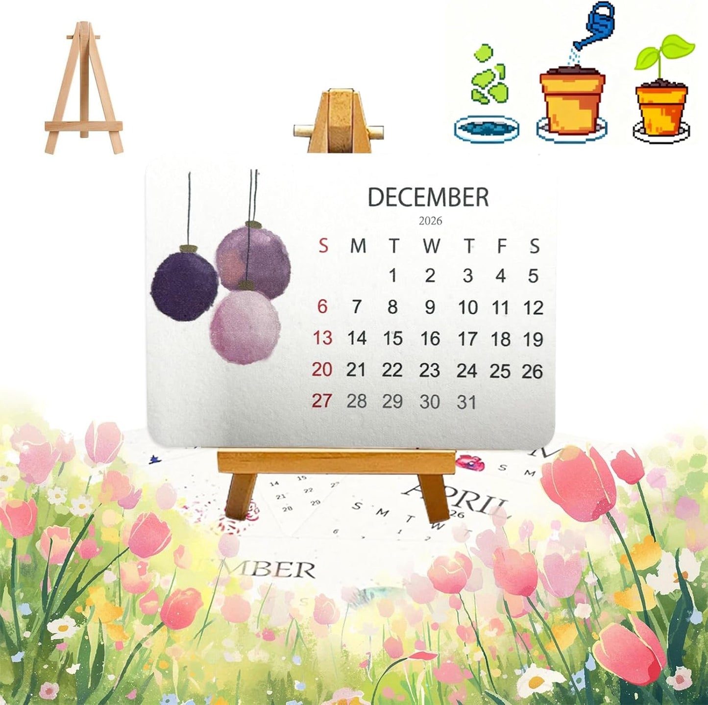 Plantable Seed Calendar 2026, Eco-Friendly Plantable Love Seed Calendar 2026,Perfect Modern Greening Calendars Planner, Month Biodegradable Paper Planner, for Garden and Decor