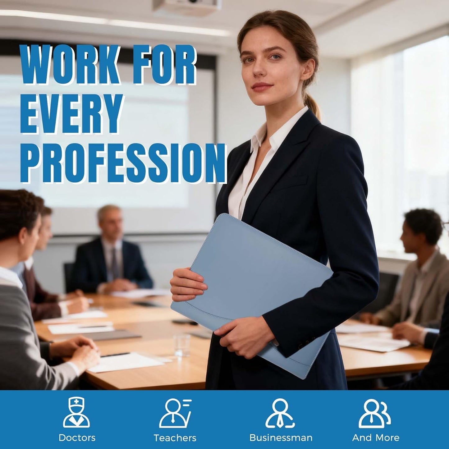 Padfolio Portfolio Folder Binder-Organizer Planner Notebook Zippered Portfolio Padfolio for Women & Men with Document Sleeve,Letter/A4 Size Clipboard,Business Card Holders (Grey Green)