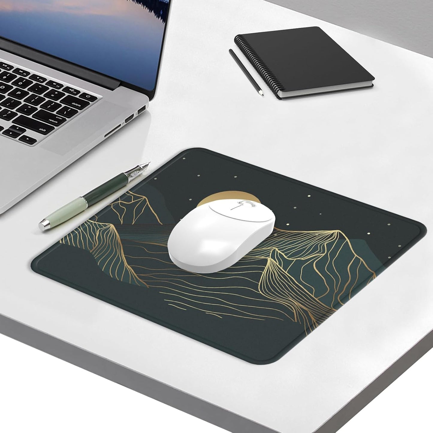 eulps Mouse Pad with Stitched Edge, Multiple Patterns Computer Mouse Pads with Non-Slip Rubber Base, Washable Cloth Mousepad, for Gaming, Laptop, PC (Lunar Peaks)