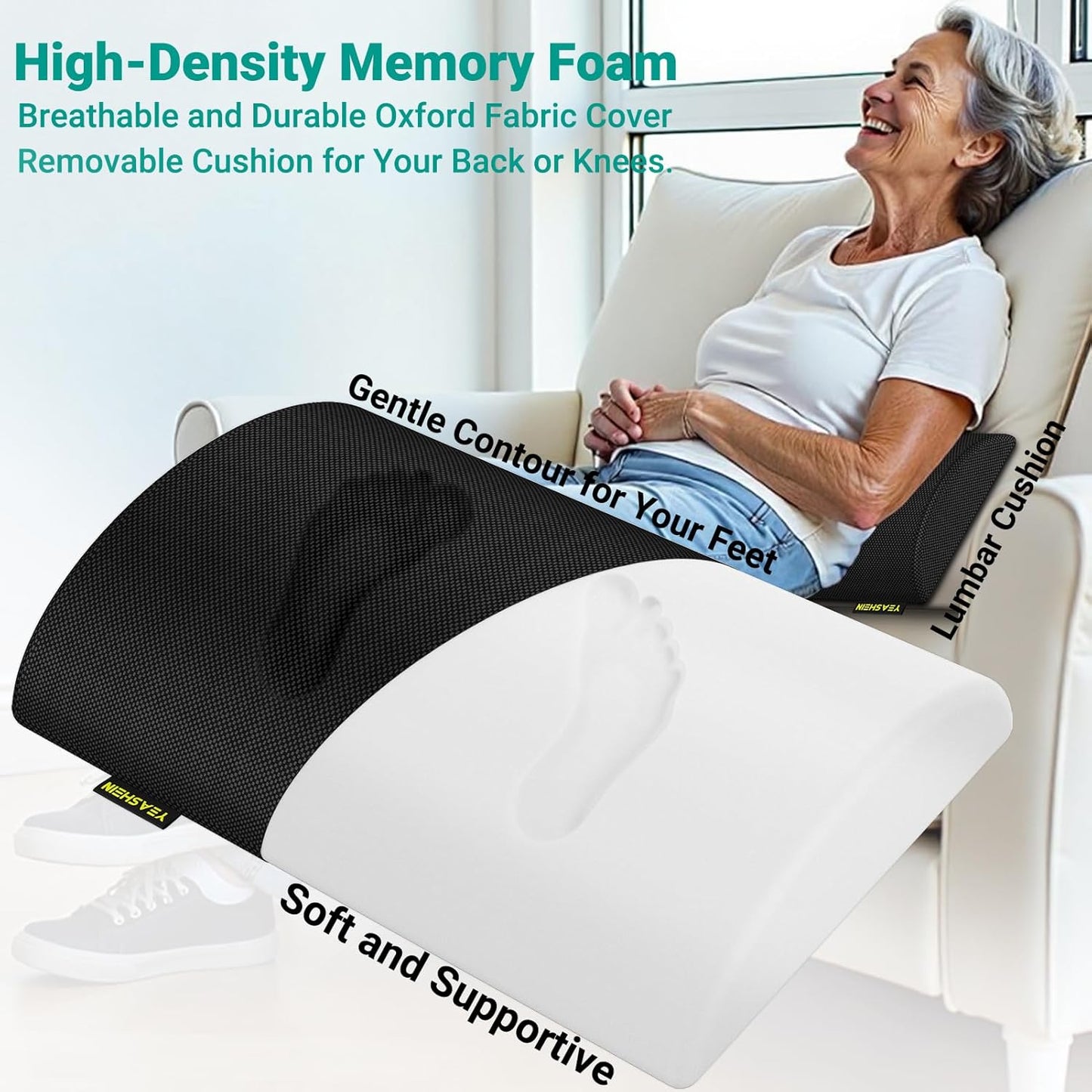 Adjustable Foot Rest for Under Desk at Work, Ergonomic Under Desk Footrest with 6 Positions, Foot Stools for Under Office Desk Chair, Leg Rest for Home, Car, Computer, Gaming Accessories