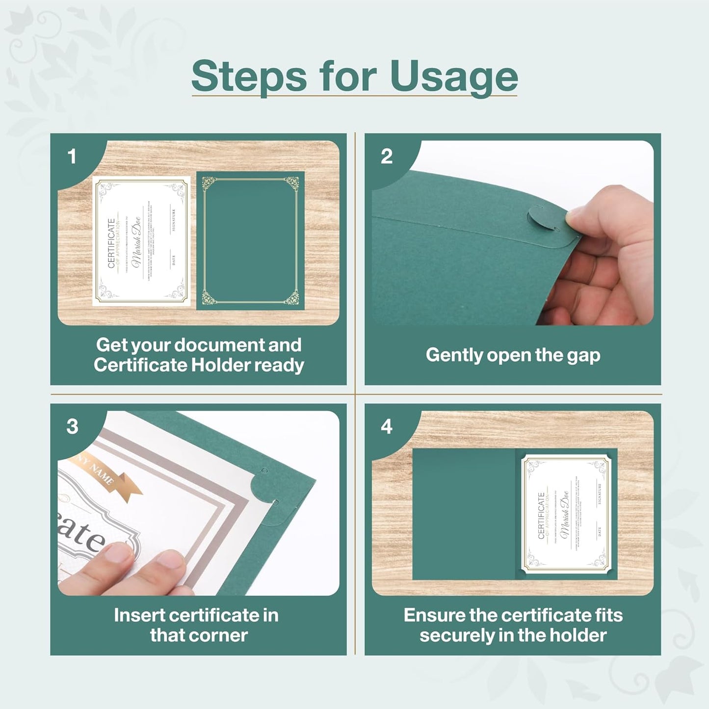 BELLE KR® Green Certificate Holders 8.5 x 11, 50 Pcs - Used as Award Certificate Folders with Gold Foil Border for Letter Size 8.5" x 11" Certificates, Awards, Documents and Diplomas