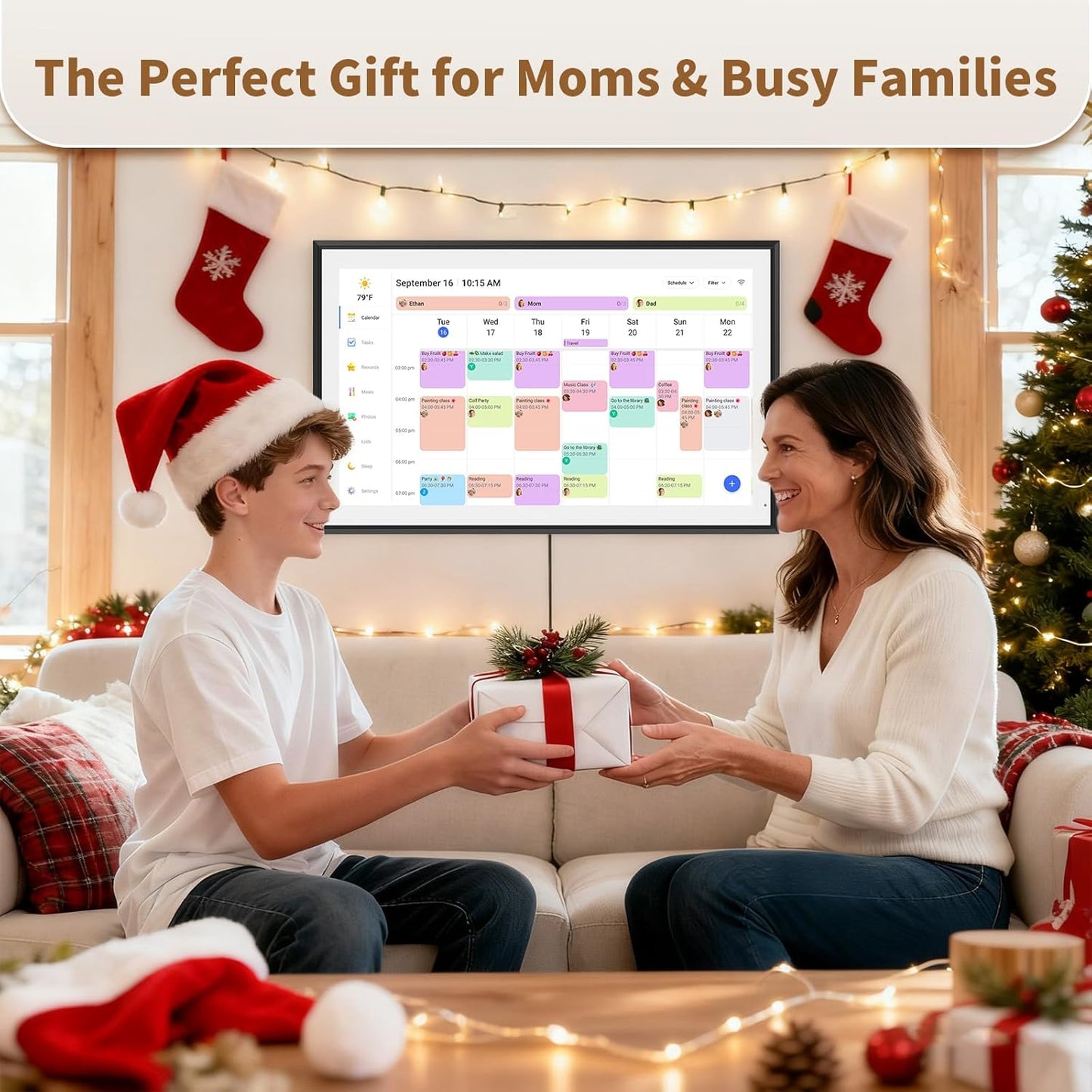 Canupdog 21.5 Inch Digital Calendar, Electronic Planner & Chore Chart, Task Rewards System, Family Photo Display, Syncs with Online Calendars, Interactive Display for Family Schedules, Christmas Gifts for Women Mom