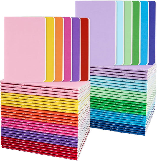 Oucaru 64PCS Mini Notebooks Bulk, 3.5" x 5.5", 12 Rainbow Color, 60 Pages Lined Paper Small Pocket Notebook Set, Mini Journal Memo Notepads for Students, Traveler, School Office Supplies