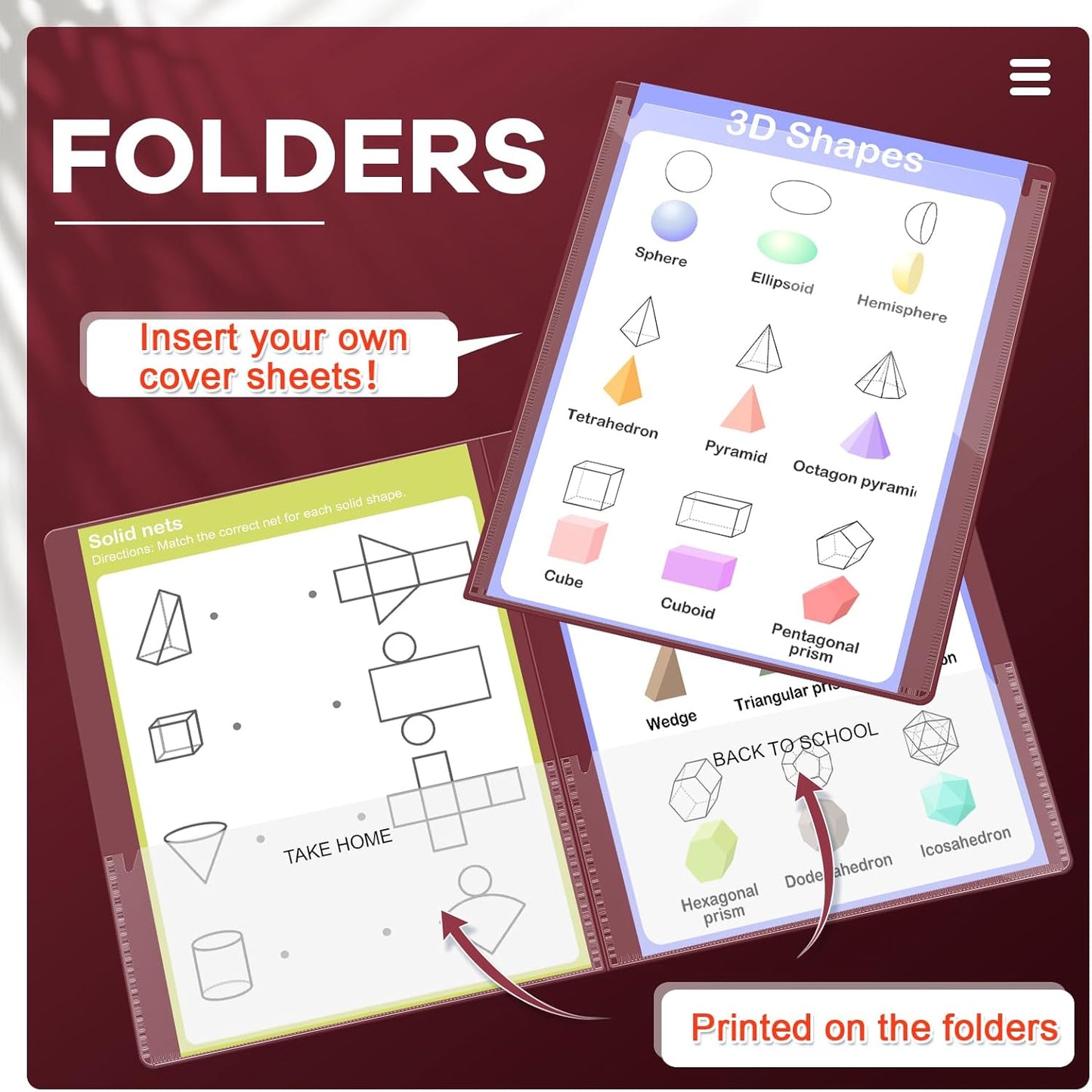 Henoyso 24 Pcs Folders with Pocket School to Home Folder Heavy Duty 2 Pocket Homework Folders with Clear Front Pockets for School Students Parent Teacher Communication (Maroon)