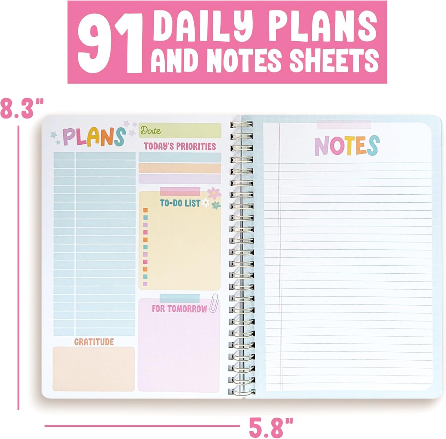 Undated Daily Planner Notebook - Undated Planner Notebooks, Daily To Do List Planners, To Do List Notebook for Work Organization, Day Schedule Planners for Kids and Adults