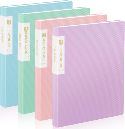4 Pack Binder with Plastic Sleeves 30-Pocket, Displays 60 Pages, Sooez 8.5x11 Presentation Folders with Clear Sheet Protectors, Art Portfolio Binder for Certificate & Office Project