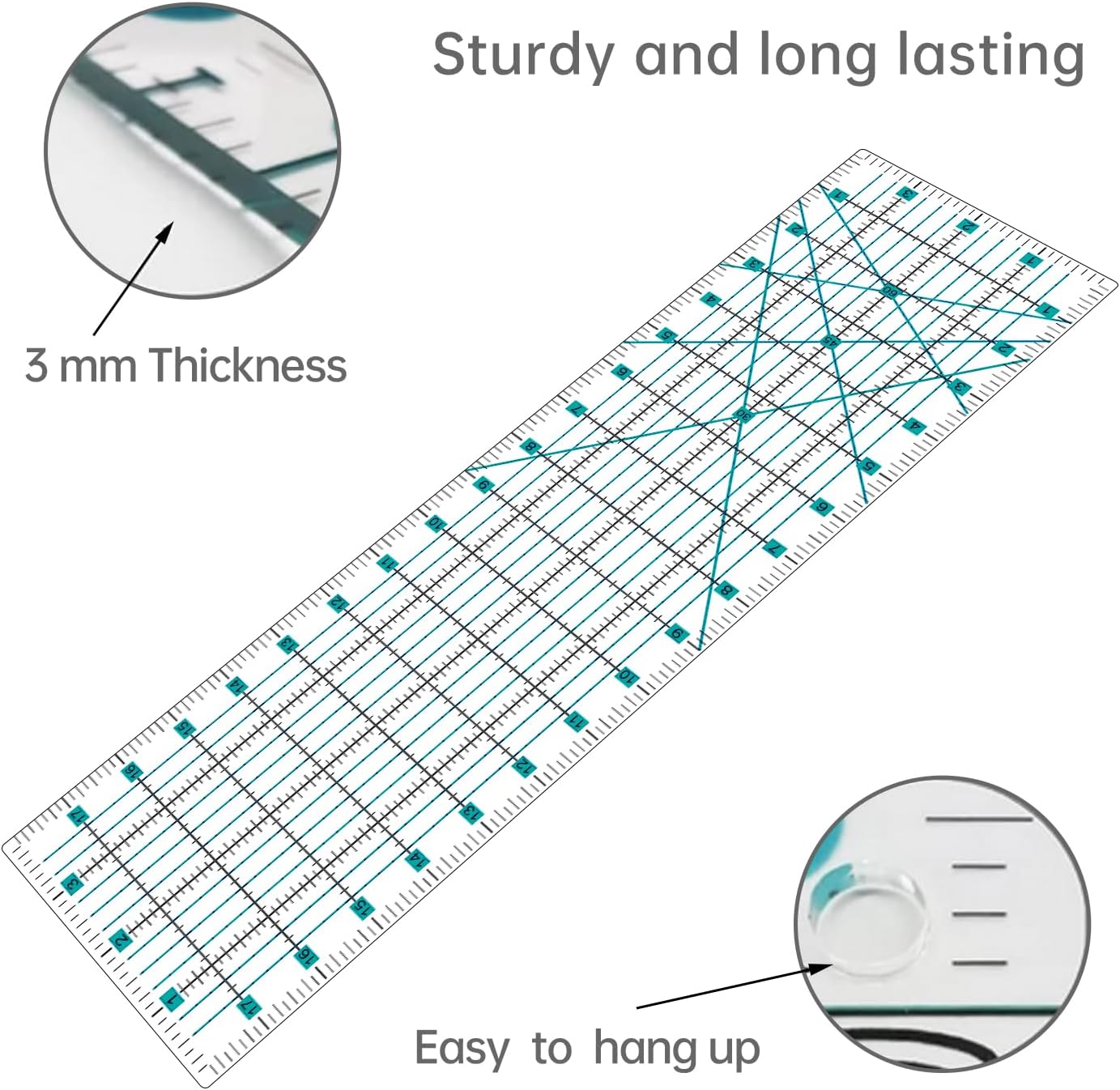 Rotary Cutter Set - Quilting Kit incl. 45mm Fabric Cutter, 5 Replacement Blades, A2 Cutting Mat, Acrylic Quilting Ruler and Sewing Clips, Craft Knife Set, Ideal for Crafting, Sewing, Patchworking