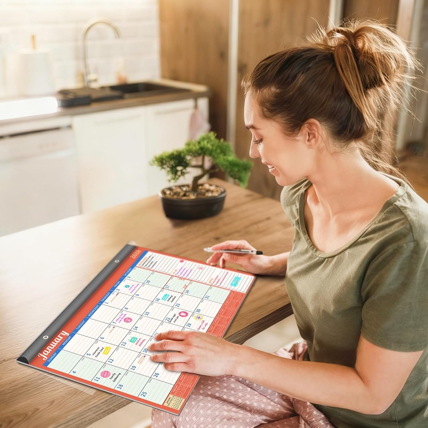 Ospelelf 2026 Desk Calendar with Plastic Cover, 12'' x 17'' Monthly Deskpad & Hanging Wall Calendar, 18 Month Family Office Calendars, Use January 2026 - June 2027, Colors