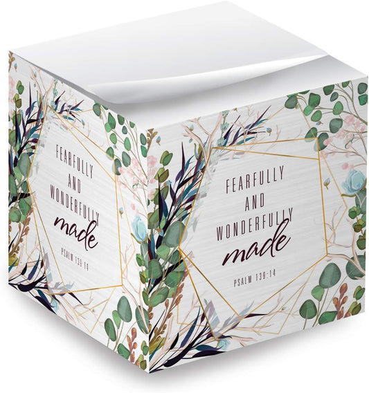 Religious Sticky Note Cube / 2.75" Memo Block Printed On 4 Sides/Modern Floral Christian Design