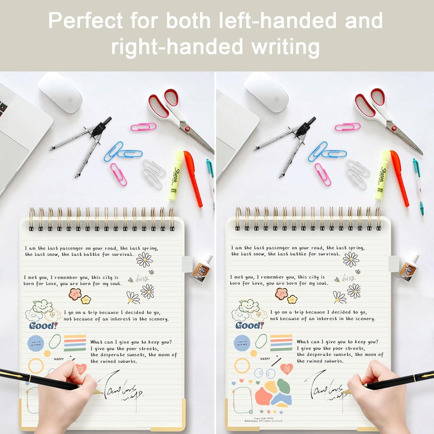 Aesthetic Top Spiral Notebook, A4 Large Linen Hardcover Top Bound Steno Pads, 240 Pages 100gsm Thick Lined Paper Left Handed Notebook Journal for Work, School, Church Writing - Beige, 8.5" x 11"