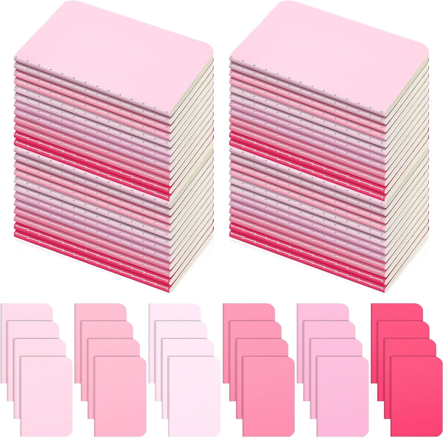 Outus 36 Pcs Pocket Notebook Mini Journal 2.5" x 4" Kraft Paper Mini Notepad Bulk Softcover Pocket Notepad Memo Diary Subject Notebooks for Student Traveler School(Pink, Blank Cover)