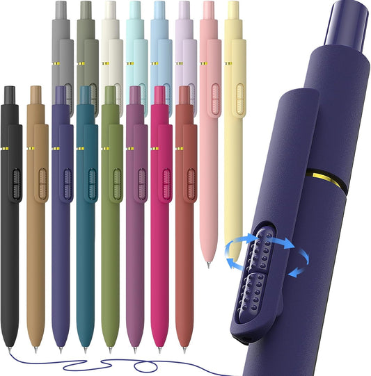 16Pcs Blue Ink Gel Pens，Quick-Dry 0.7mm Fine Point Fidget Pens for Smooth Writing, Journaling & Drawing, Aesthetic Pen for Women, School & Office Supplies (Vintage + Morandi Blue Ink 16Pack