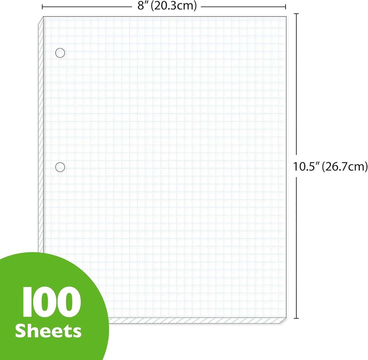 BAZIC Products Filler Paper Loose Leaf Papers 100 Sheet, 4-1" Quad Ruled, 3 Hole Punched for Ring Binders, Graph Drafting for Office School Student, 2-Pack