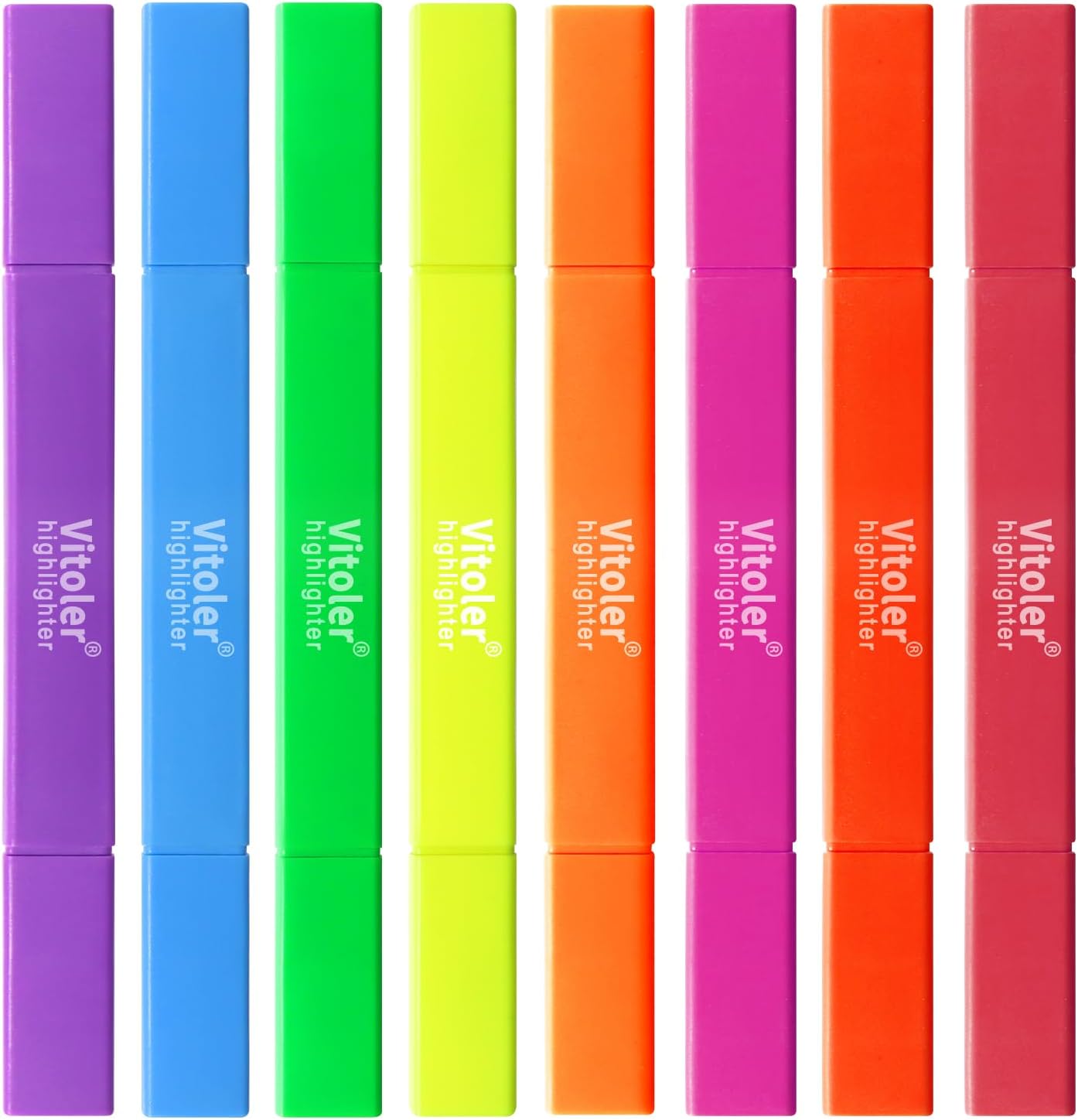 Vitoler Highlighters,8pcs Assorted Colors Highlighters,Chisel & Fine Tips Highlighter Set for Office Supplies