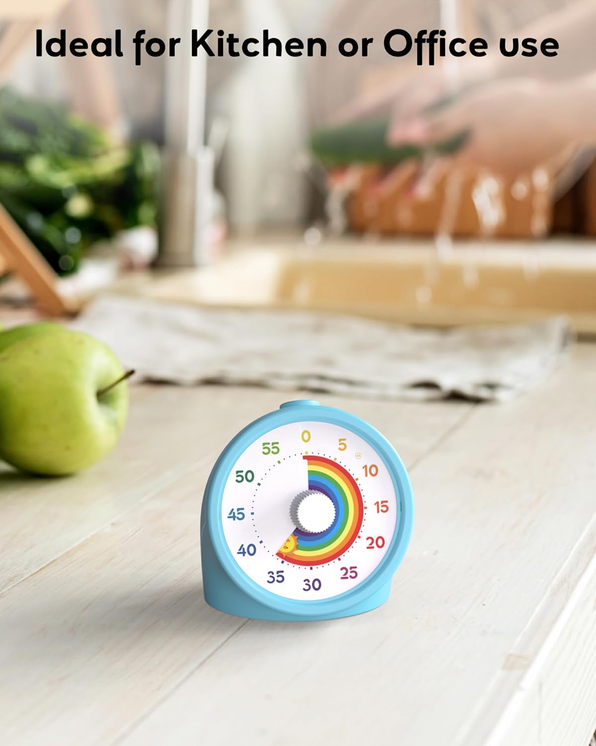 BellMan Visual Timer with Pause Button, 60 Minute Countdown Rainbow Timer for Kids and Adults with Silent Operation, Study and Meetings Time Management Tool, for Home, Office and Gift, Light Blue