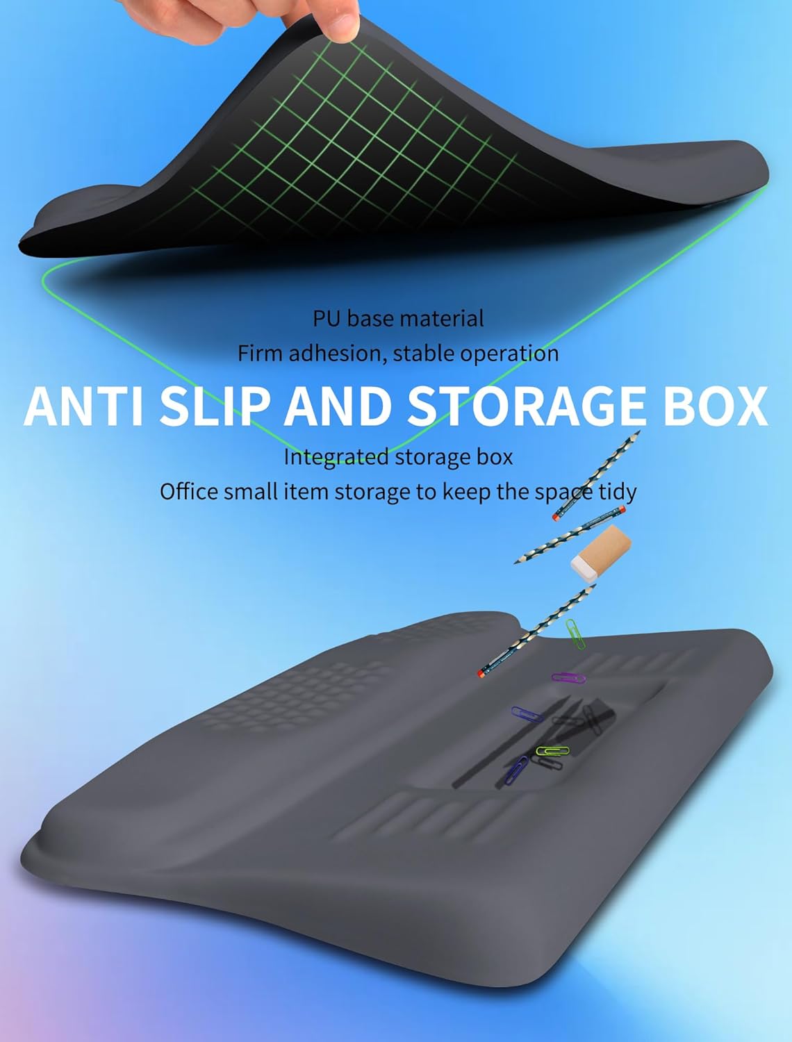 Ergonomic Wave Wrist Rest with Keyboard Stand, Cushioned Palm Rest, Comfortable Integrated Memory Foam for Natural Typing and Relieve Wrist Pain, Starry Sky Grey