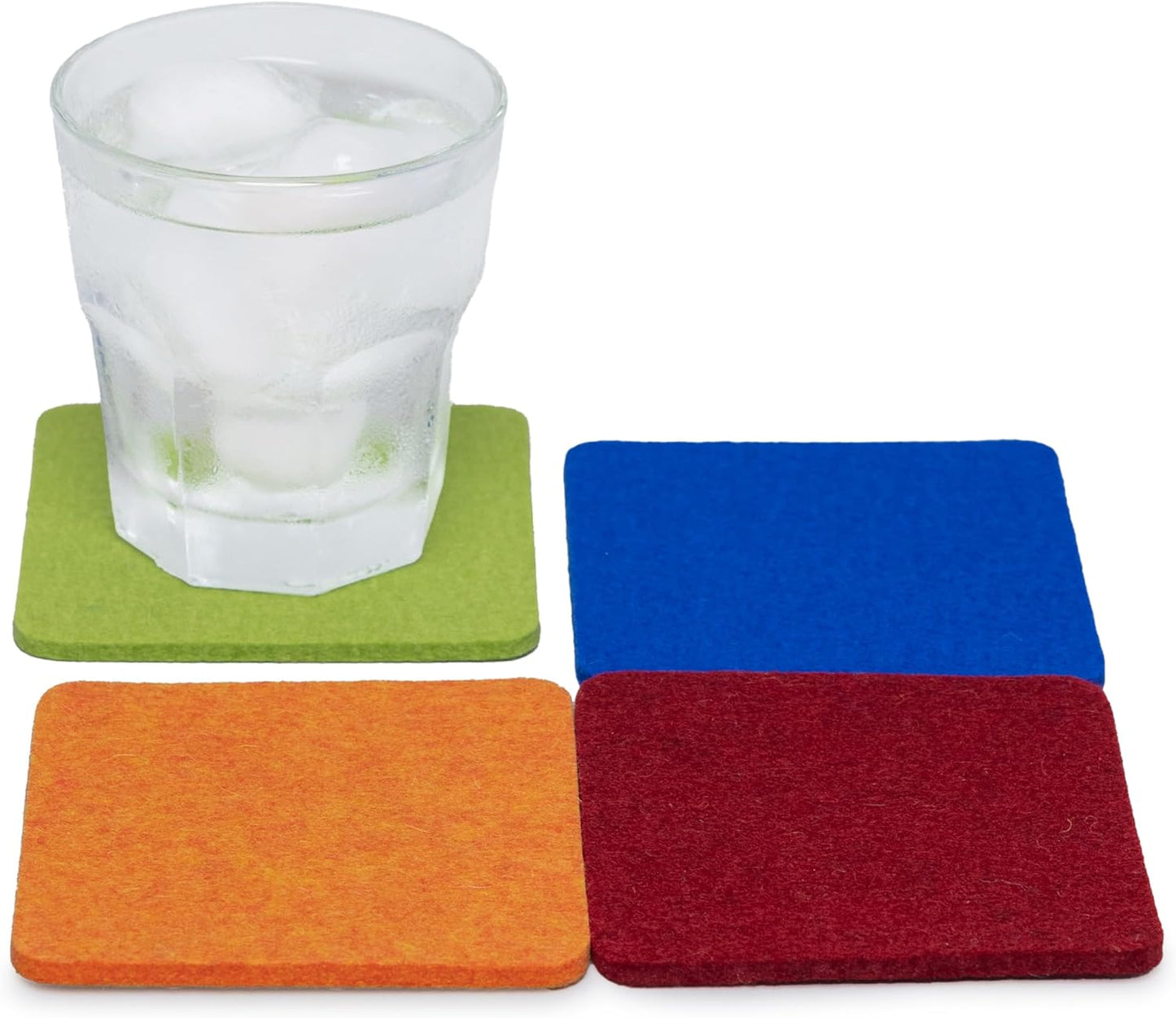 Graf Lantz - Bierfilzl Merino Wool Square Coasters Set of 4 - Carnival (4"x4"x5mm) - Absorbs 30% of Weight - Natural German Wool - Heat Resistant, Sustainable, Reusable - Home Decor