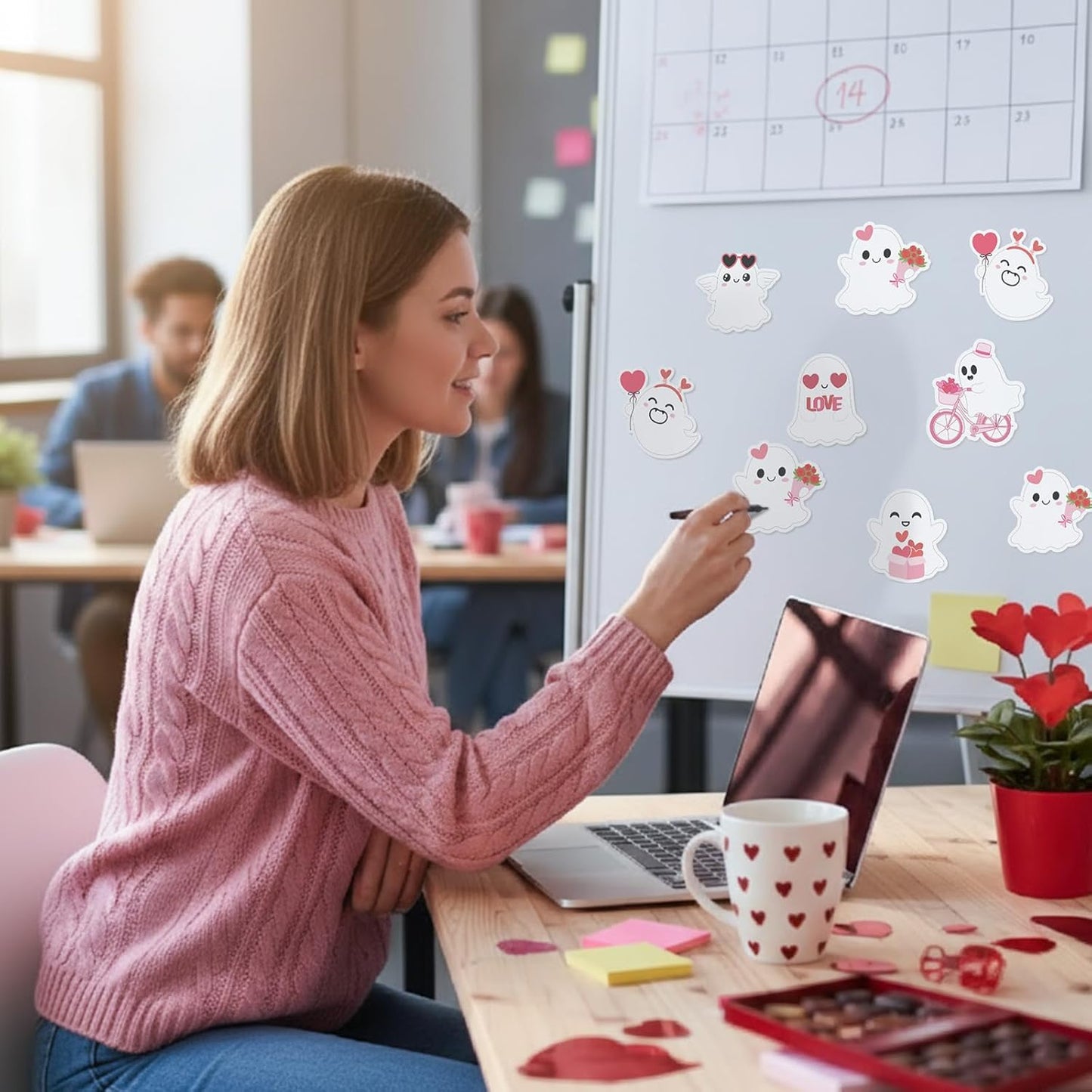 Yinder 24 Pads Cute Sticky Notes Fun Kawaii Animal Sticky Notes Pads Bulk Cartoon Memo Self Adhesive Gift for Christmas Veterinary Office School Tab Party Supplies(Love)