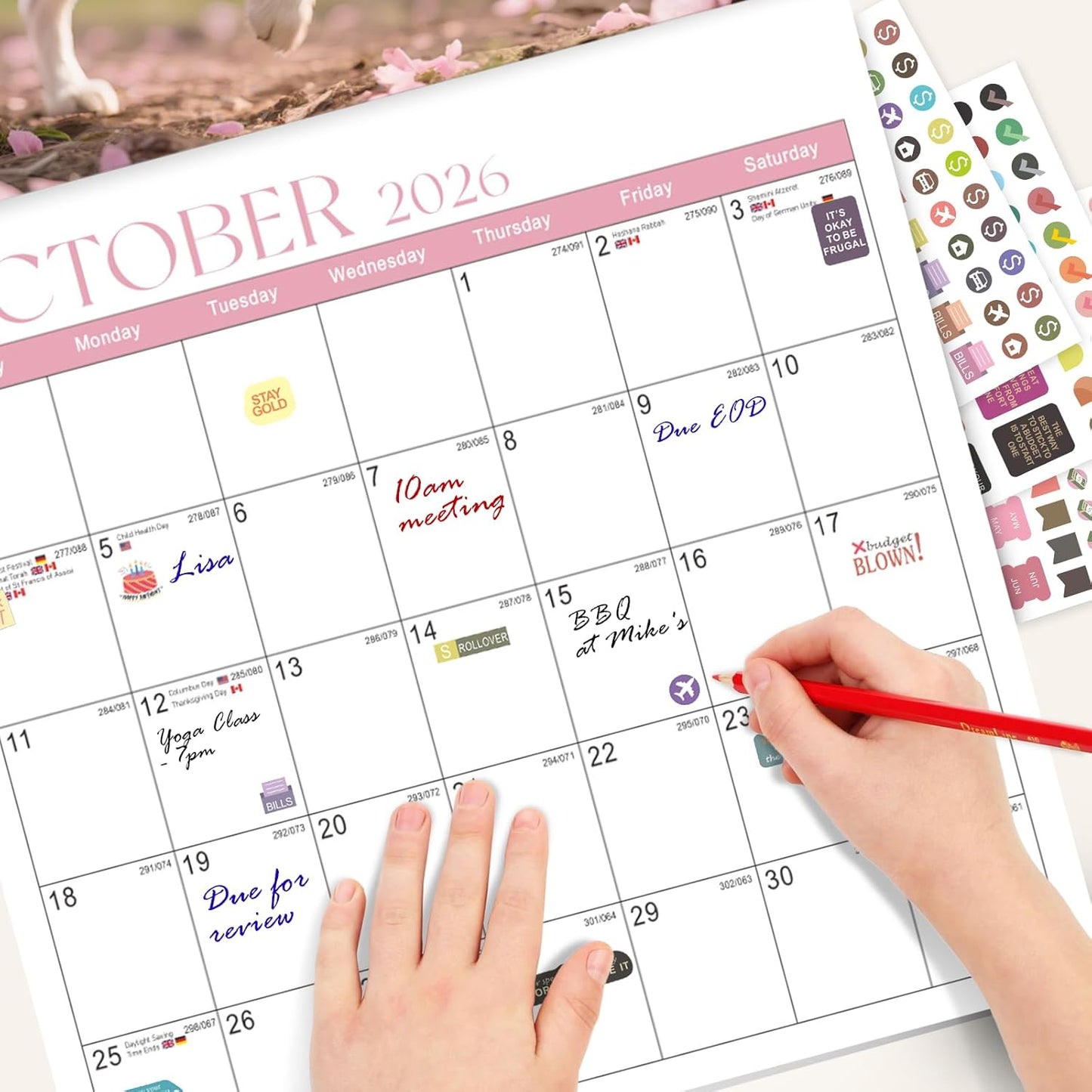 2026 Calendar, 2026 Wall Calendar, Monthly Calendars 12 Month Pet Dog 12" x 24" Opened, Thick Glossy Paper for Organizing Planning, Ideal for Home Office