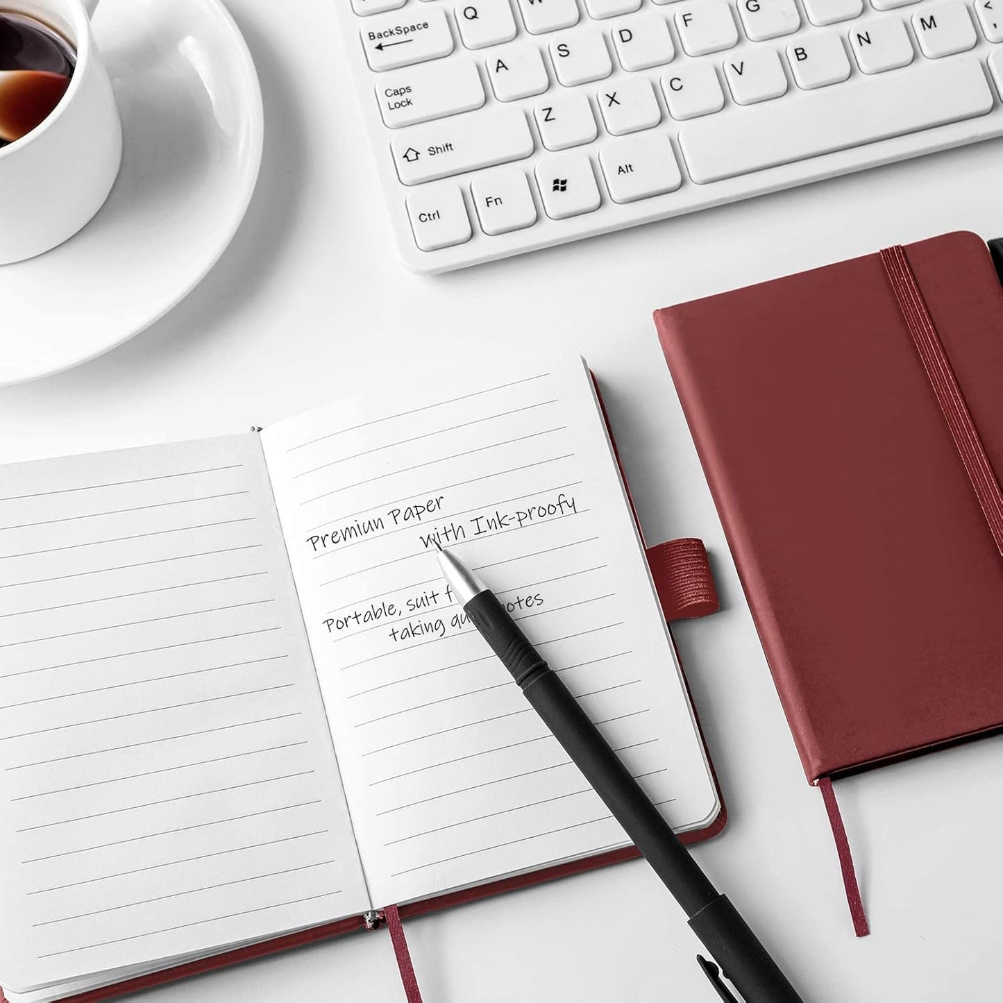 Laumoi 36 Sets Pocket Notebook Journals with Pens A6 Cute Small Journal Notebook Ruled Lined Mini Notepad Hardcover Executive Notebooks Set with Pen Holder for School Office, 3.7 x 5.7 Inch(Burgundy)