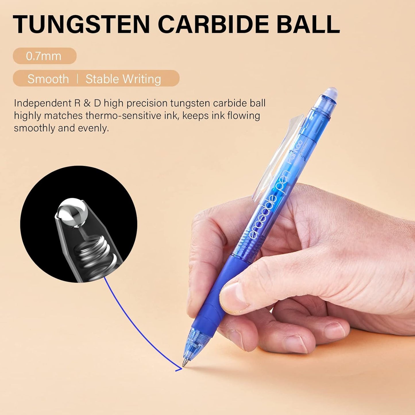 ParKoo Retractable Erasable Gel Pens Clicker, Fine Point, No Need for White Out, Assorted Color Inks for Planners and Crossword Puzzles, 7-Pack