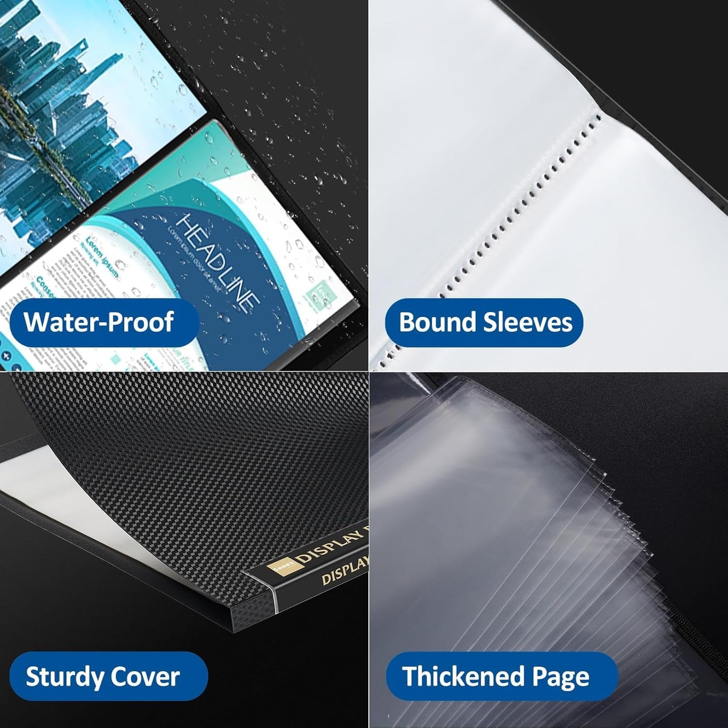 6 Pack Binder with Plastic Sleeves 18-Pocket, Displays 36 Pages, Sooez 8.5x11 Presentation Folders with Clear Sheet Protectors, Art Portfolio Binder for Certificate & Office Project Folder