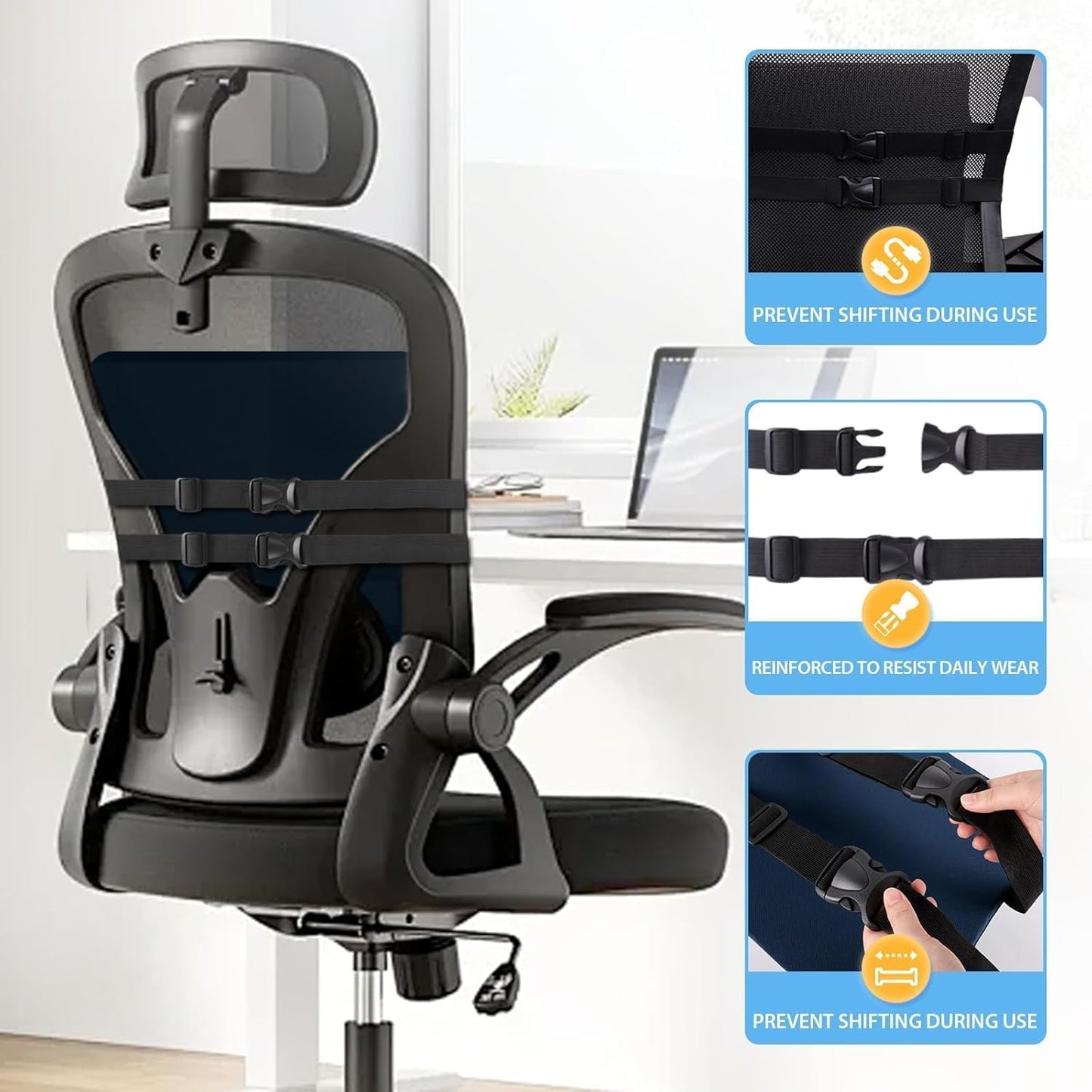 Lumbar Support Pillow for Office Chair, Car Seats and Home Desks, Ergonomic Back Support with Double Adjustable Straps, Machine Washable Cover, Gray