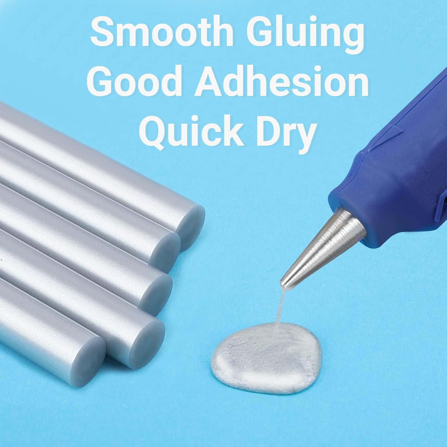 ENPOINT Metallic Silver Hot Glue Sticks, 36 Pcs Full Size Hot Melt Glue Sticks Colored, 4" Long x 0.43" Dia Adhesive EVA Glue Sticks Standard for DIY Art Craft Decoration Letter Stamp