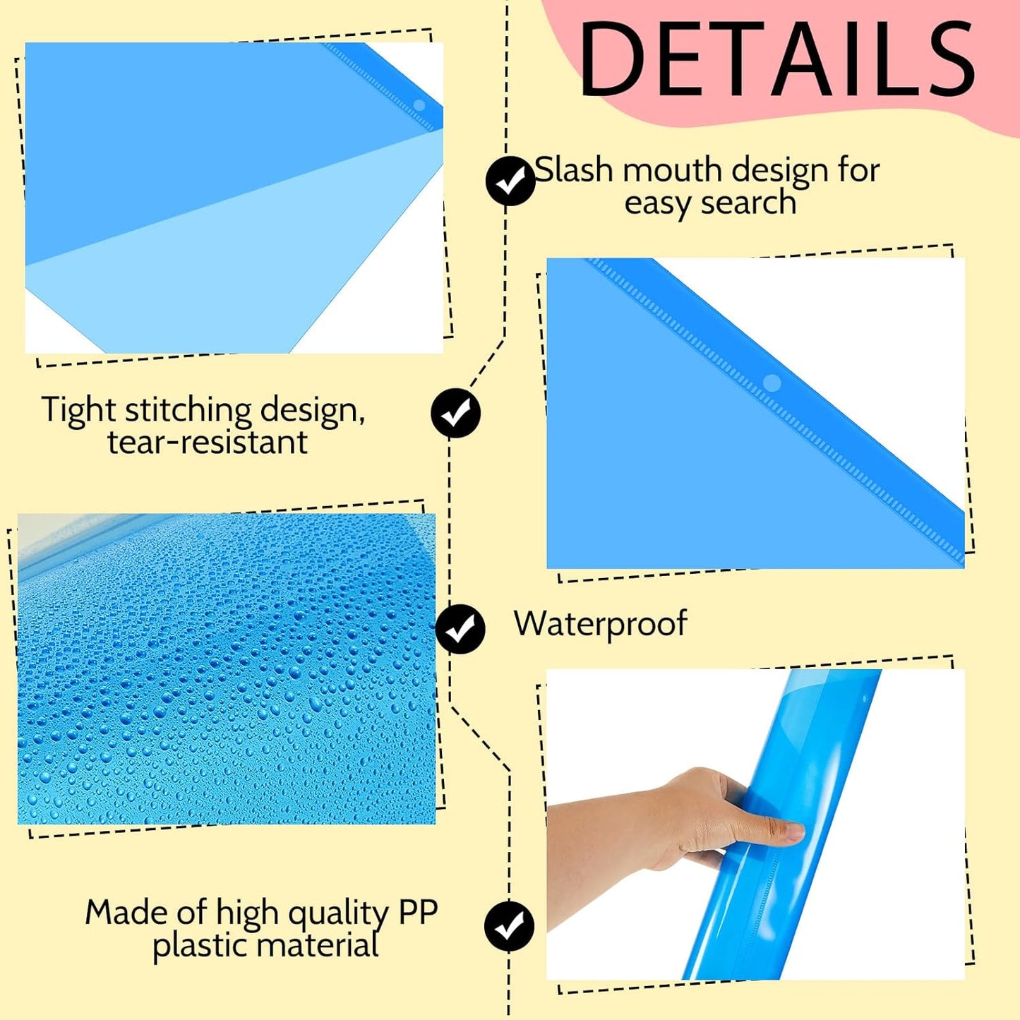 Maitys 30 Pack Binder Pockets 3 Hole Punch Clear Plastic Document Folders Binder Organizer Store Letter Size 8.5x11 Inch Paper Folders with Pockets Slash File Jacket for Office (Candy Color)