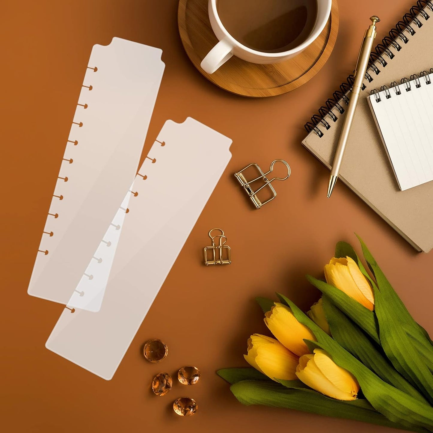 Affrolling12 Tab Discbound Dividers Classic 11 Discs Classic Planners 11 Inch Dashboard Semi-Transparent Blank Top Index Dividers Disc Bound Planner Supplies for Discbound Notebooks Office