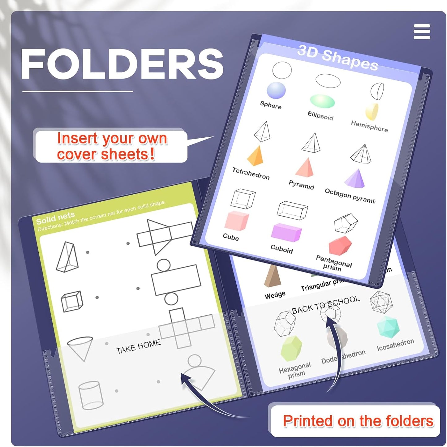 Henoyso 24 Pcs Folders with Pocket School to Home Folder Heavy Duty 2 Pocket Homework Folders with Clear Front Pockets for School Students Parent Teacher Communication (Navy Blue)