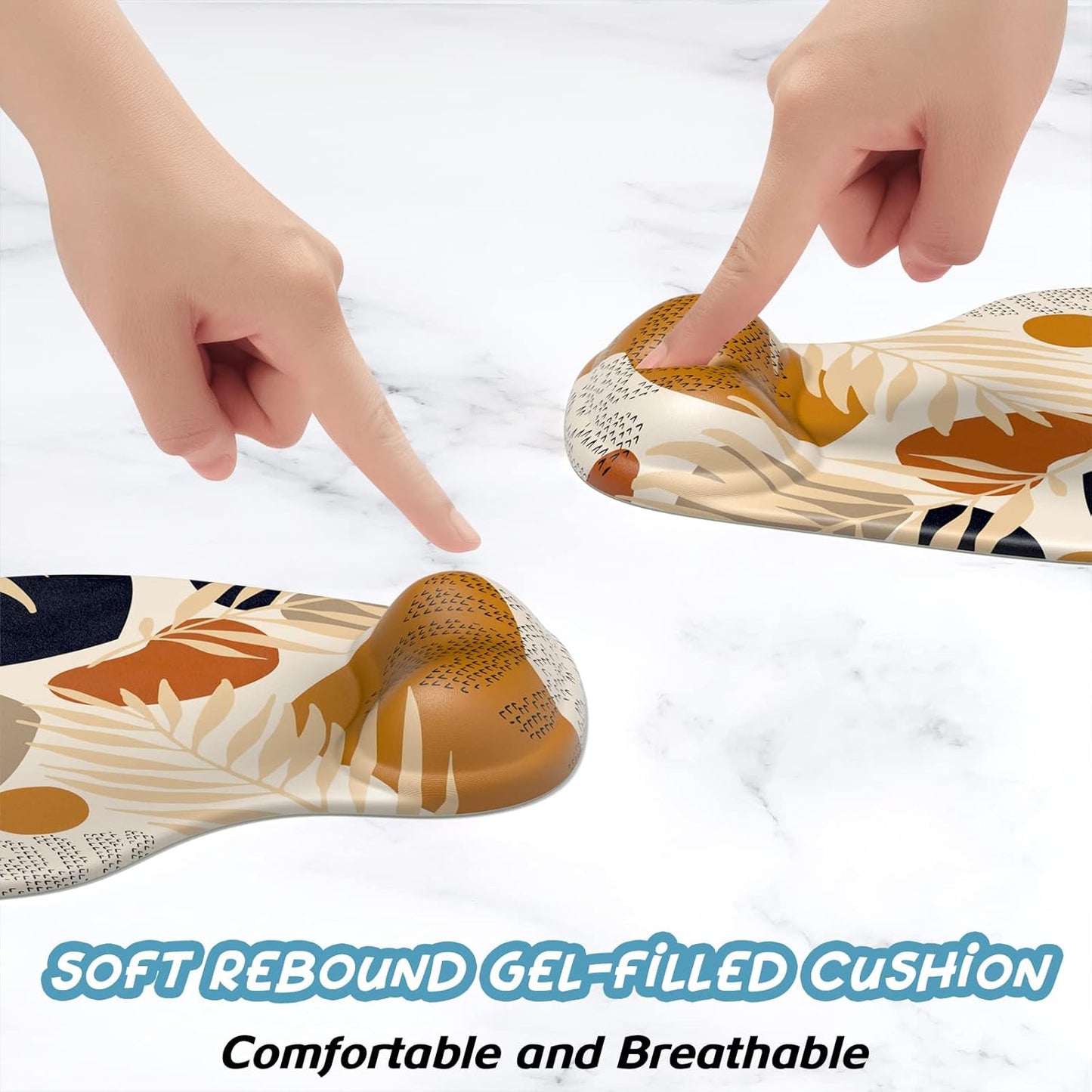 Hsurbtra Ergonomic Mouse Pad with Wrist Rest Support, Gel Mouse Pads with Non-Slip PU Base, Pain Relief Memory Foam Computer Mat, Cute Office Supplies Desk Decro Accessories, Brown