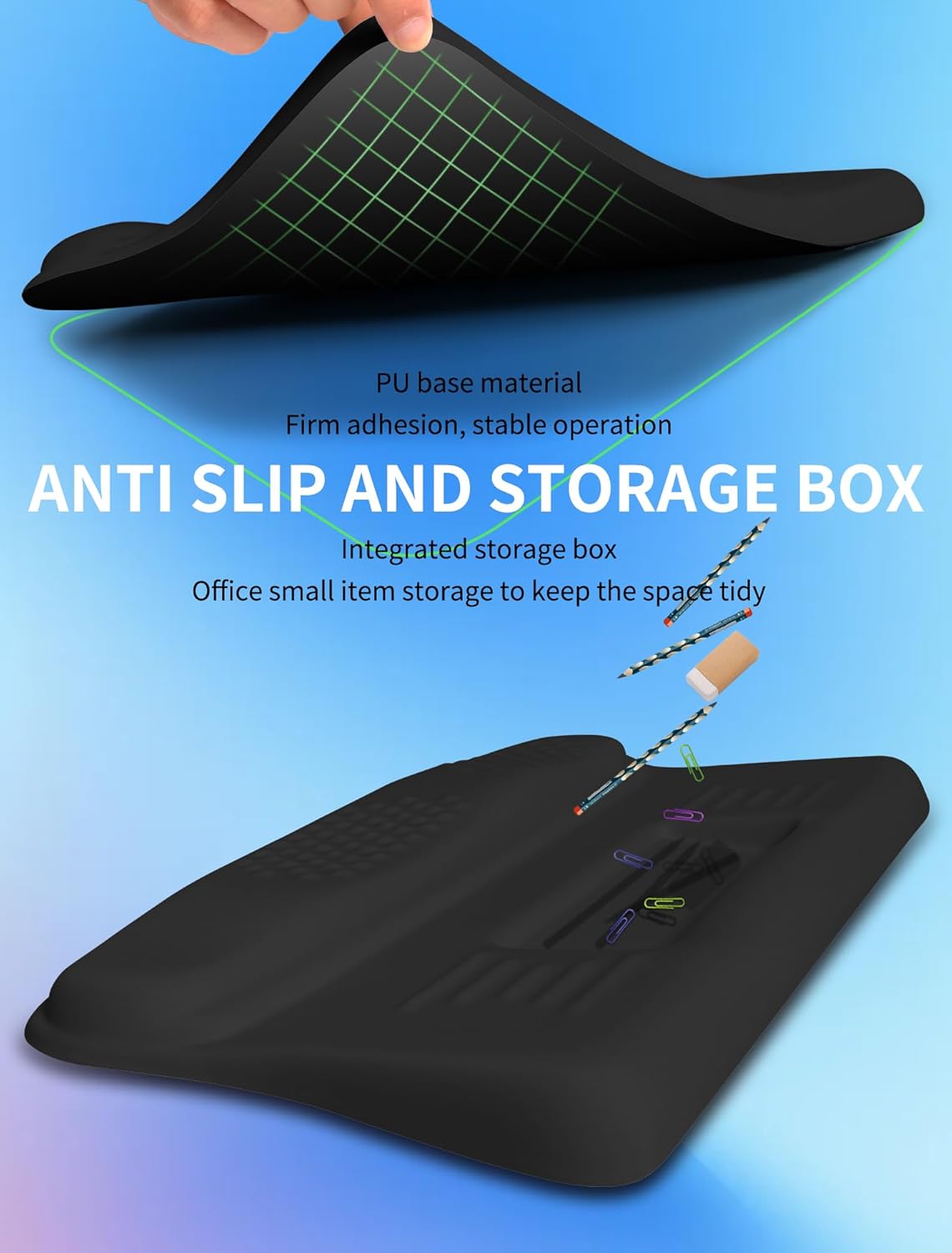 Ergonomic Wave Wrist Rest with Keyboard Stand, Cushioned Palm Rest, Comfortable Integrated Memory Foam for Natural Typing and Relieve Wrist Pain, Dark Night Black