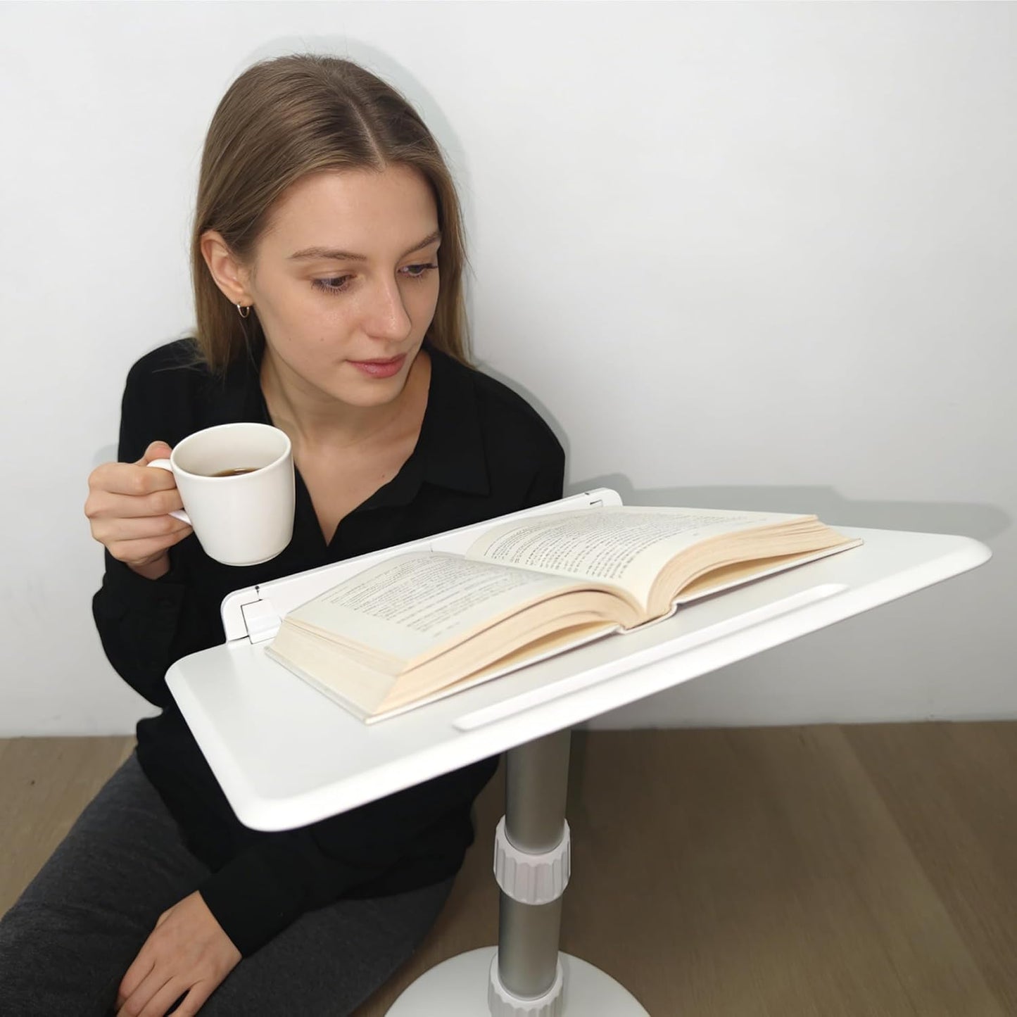 Book Stand for Reading Hands Free Height Adjustable,Laptop Stand for Desk,Ergonomic Cookbook Stand Recipe Book Holder with Elastic Page Clips for Magazines, Tablets