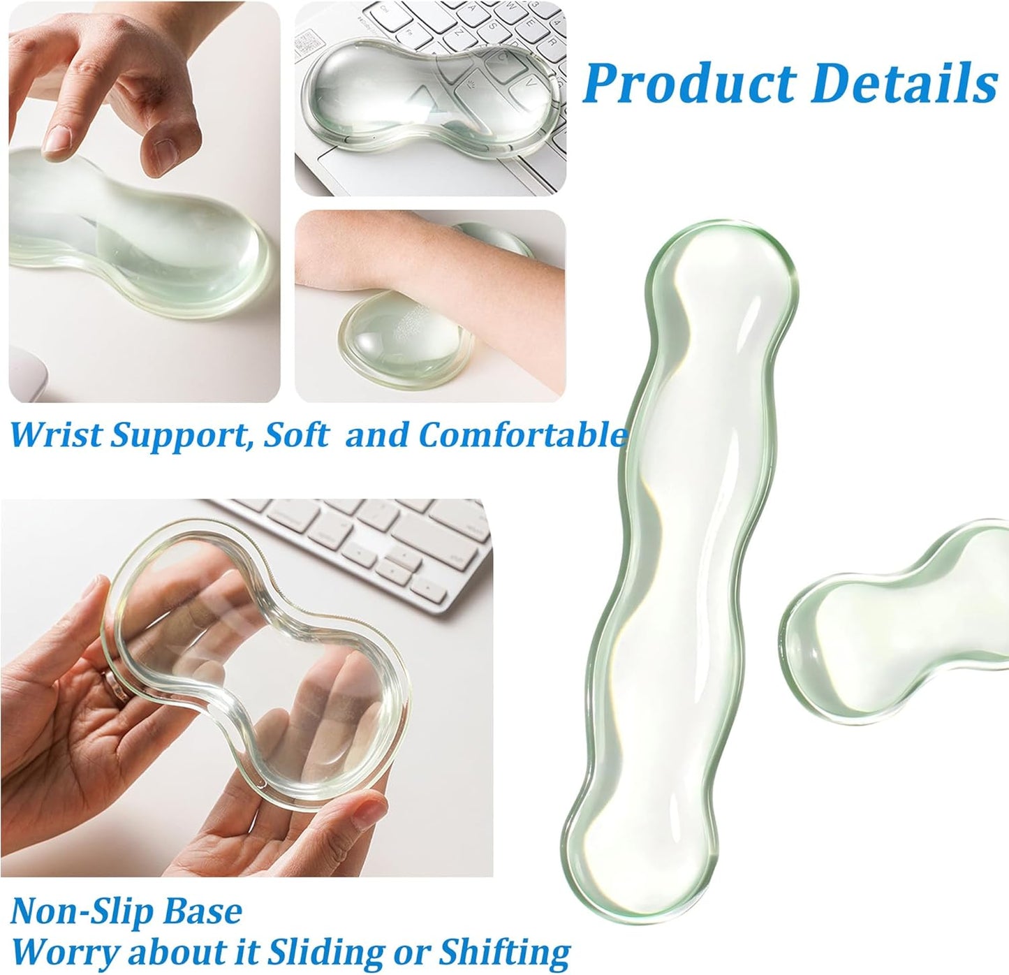 Clear Gel Wrist Rest for Keyboard, Keyboard Wrist Rest for Typing Pain Relief, Ergonomic Keyboard Arm Rest, Suitable for Office, Gaming, Computer, Laptop - Transparent
