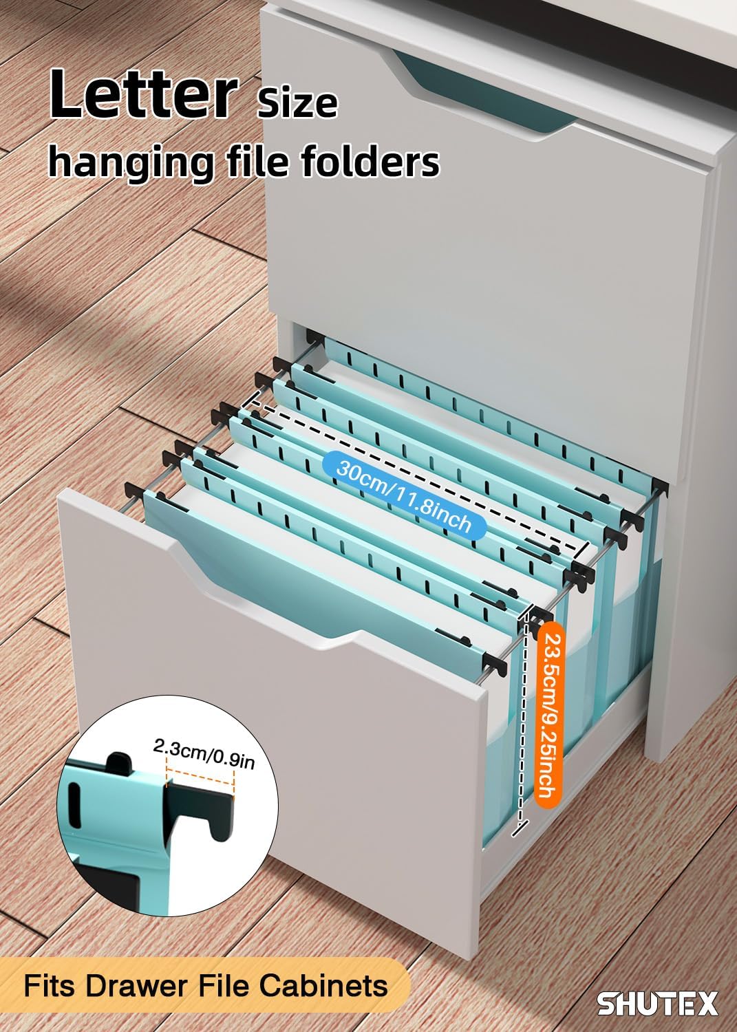 Extra Capacity Plastic Hanging File Folders, 12 Pack Reinforced Hang Folder, Heavy Duty 2 Inch Expansion, Filing Cabinet Folders Letter Size for Bulk Files/Medical Charts(Haze Blue)