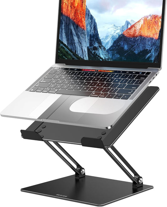 BESIGN LS10 Aluminum Laptop Stand, Ergonomic Adjustable Notebook Tablet Stand, Computer Holder Compatible with Air, Pro, Dell, HP, Lenovo More 10-14" Laptops, Black
